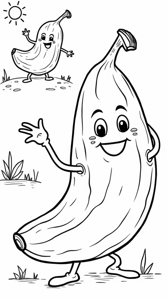 banana eats coloring pages